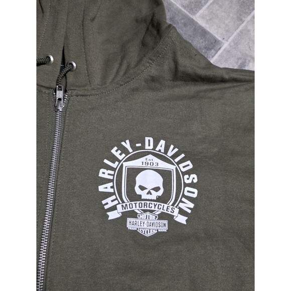 New Skull 1903 Harley-Davidson Motorcycle Men's Zip-Up Fleece Hoodie Size 3XL - Picture 6 of 8